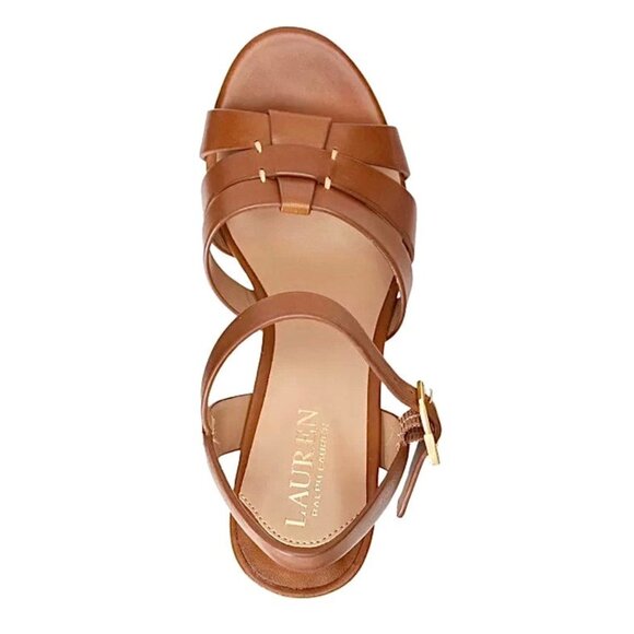 LAUREN RALPH LAUREN SOFFIA Leather Platform Block Heel Dress Sandals Size 9.5 - Picture 4 of 6